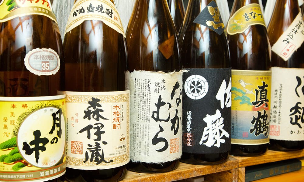 Various popular shochu such as "Sato", "Nakamura", "Moriizo"